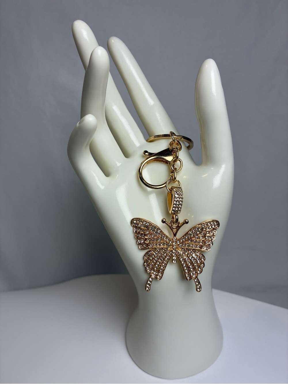 Gold Crystal Butterfly Key & Card Holder Charm